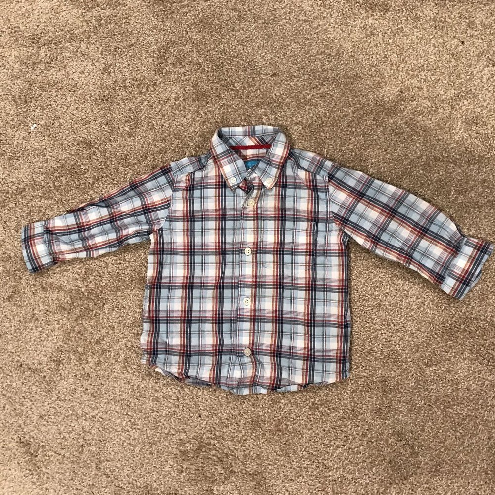 The Children's Place Long Sleeve Button Down Plaid Shirt - Baby Boy 18m